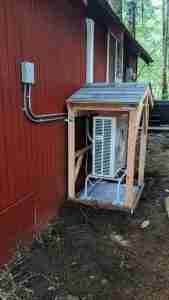 HVAC project Gallery - Protecting Mitsubishi Ductless Heat Pump from snow at Mt. Rainier